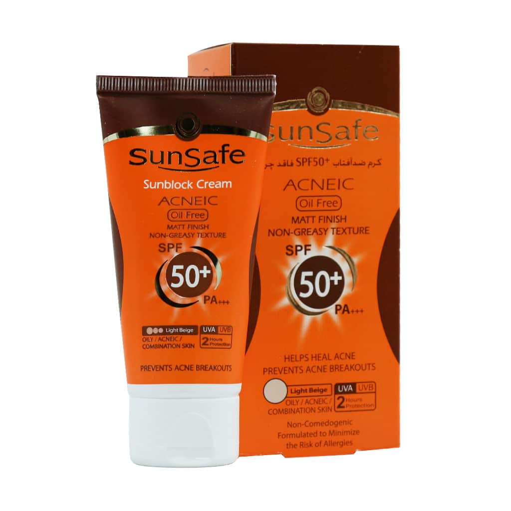 کرم ضد آفتاب SPF50 (بژ روشن) سان سیف نمای ۳